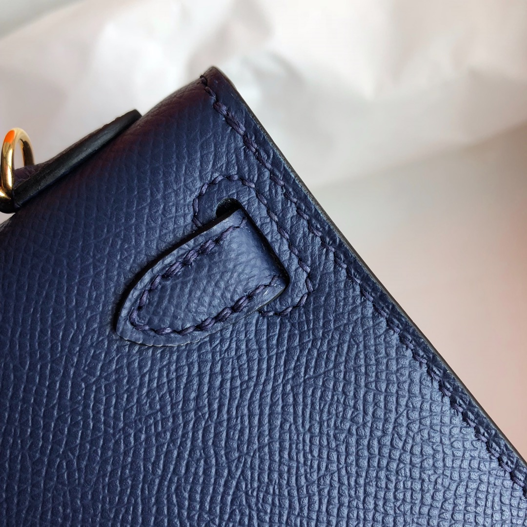 Hermes Kelly Mini II Bag 19CM In Dark Blue Epsom Leather